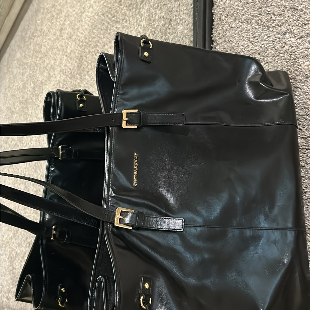 Cynthia Rowley Black Leather Travel Bag